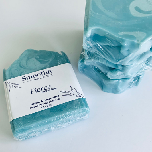 Our Fierce Soap is a masculine soap. This handcrafted soap has a fresh clean scent with citrus and floral notes of Jasmine, Rose, & Lavender 