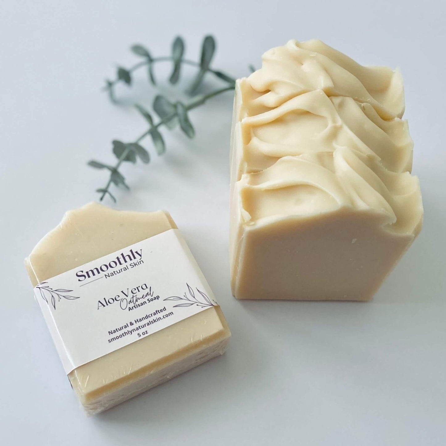 Natural aloe vera oatmeal soap bar, perfect for gentle exfoliation and hydration.