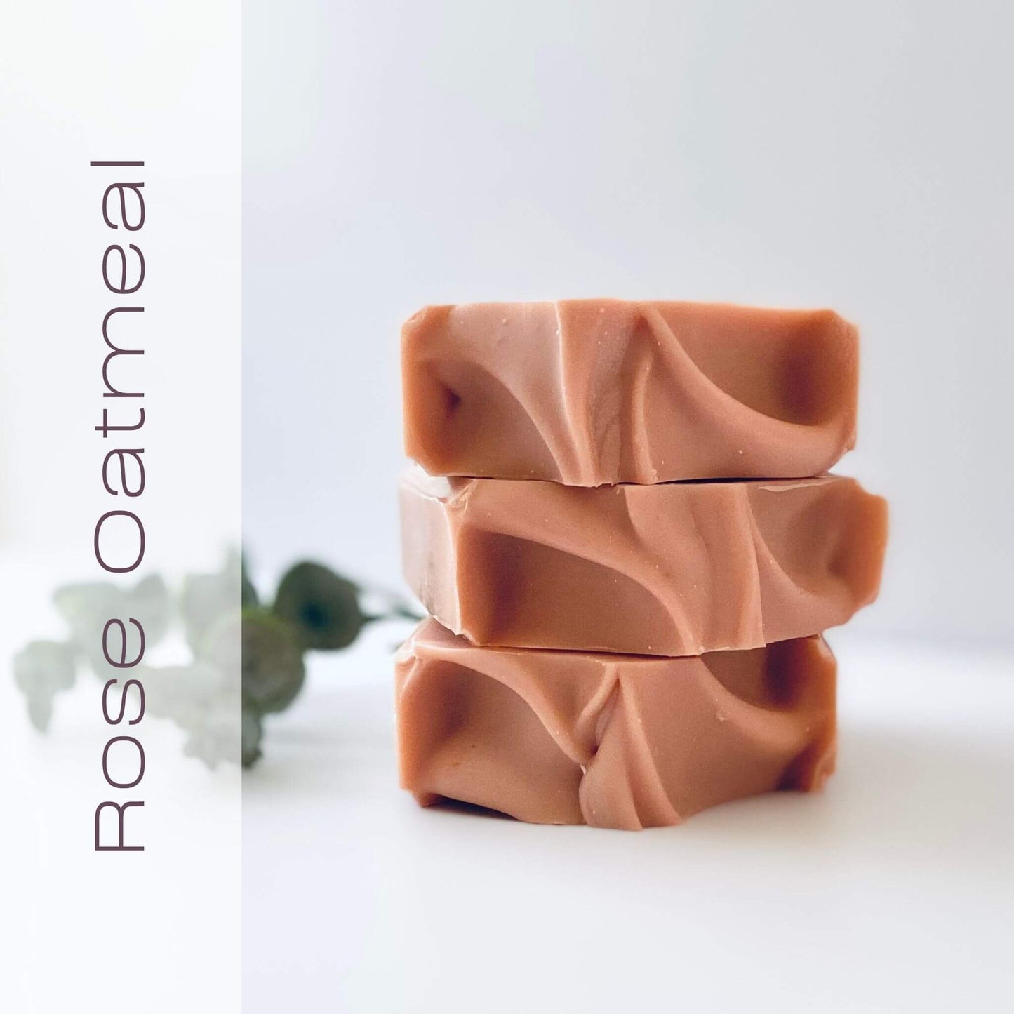 Natural handcrafted rose oatmeal soap, combining the soothing benefits of oatmeal for a gentle moisturizing cleanse.