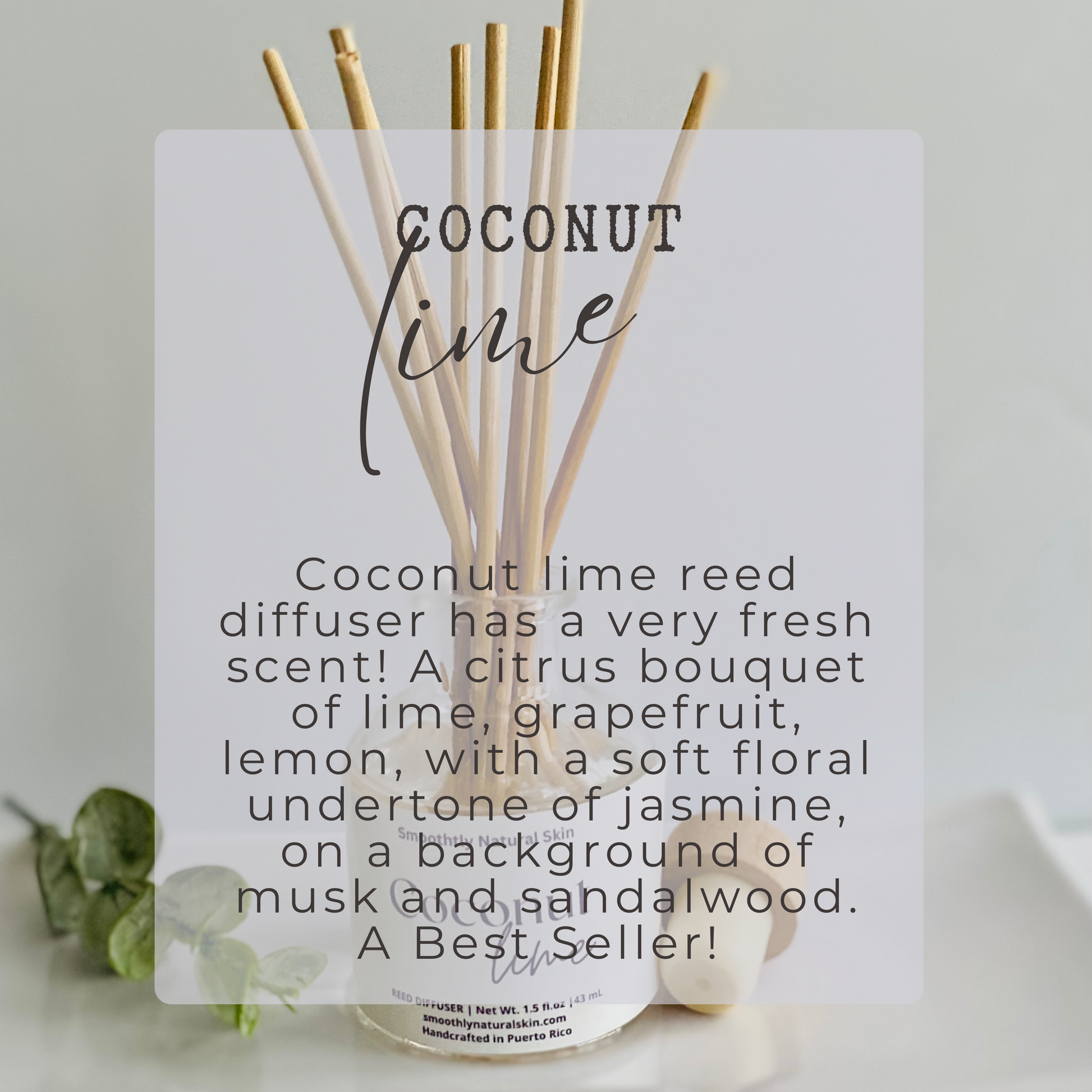 Coconut lime is very fresh scent! A citrus bouquet of lime, grapefruit, lemon, with a soft floral undertone of jasmine, on a background of musk and sandalwood. A Best Seller!