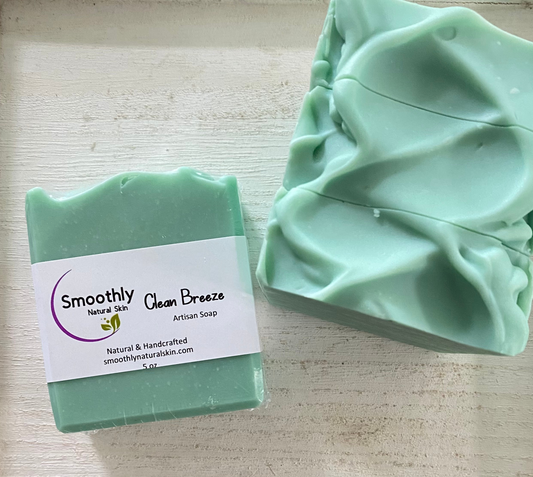 Clean Breeze Soap has a fruity floral blend of peach, watermelon, neroli and jasmine on a dry down of aquatic notes and musk. Smoothly Natural Skin 