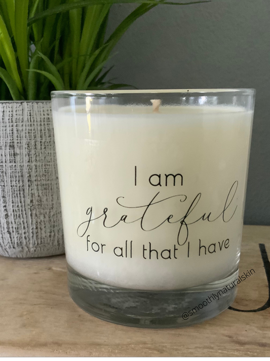 I am grateful for all that I have candle, is a perfect gift for that special person in your life. These unique candles are hand poured in small batches using natural soy wax, cotton wick (Lead & Zinc Free) and phthalate free fragrance. Smoothly Natural Skin 